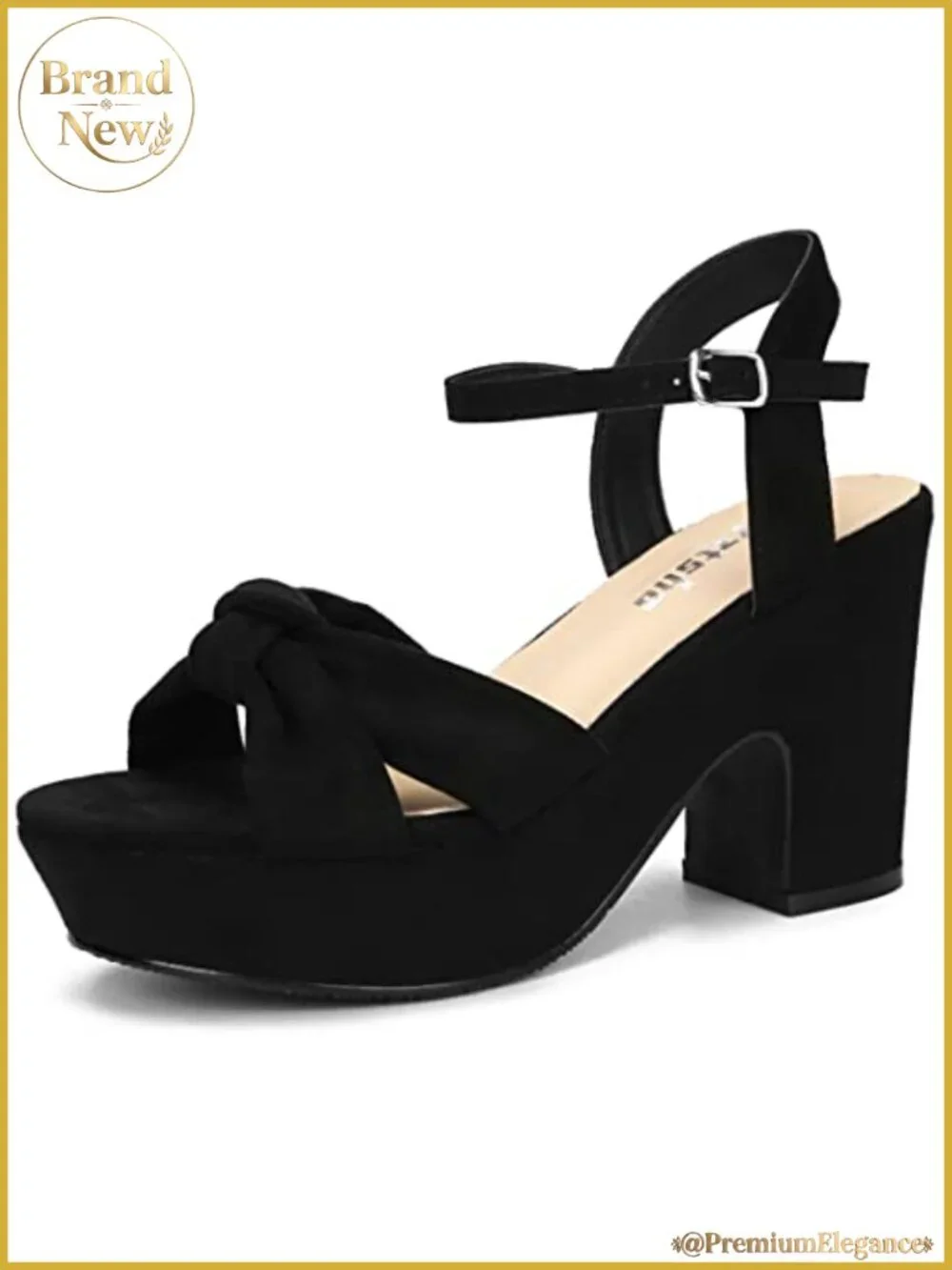 Suede Platform Heels Chunky Wedge Knotted Ankle Strap Sandals 3.74in Heel